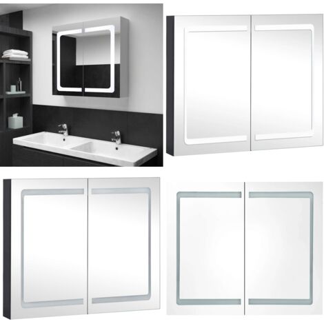 Armadietto Bagno con Specchio e LED 80x12,2x68 cm - Armadietto vanità - Specchio con led