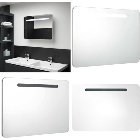 Armadietto Bagno con Specchio e LED 80x9,5x55 cm - Armadietto con specchio - Armadietto con LED