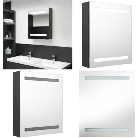 Armadietto Bagno con Specchio e LED Antracite 50x14x60 cm - Specchio con LED - Armadietto con specchio