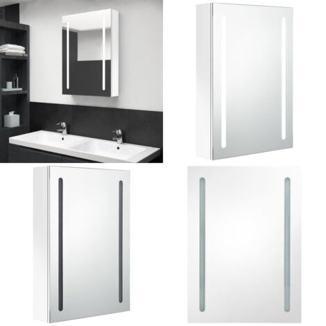 Armadietto Bagno con Specchio e LED Bianco Lucido 50x13x70 cm - Specchio con led - Armadietto con specchio