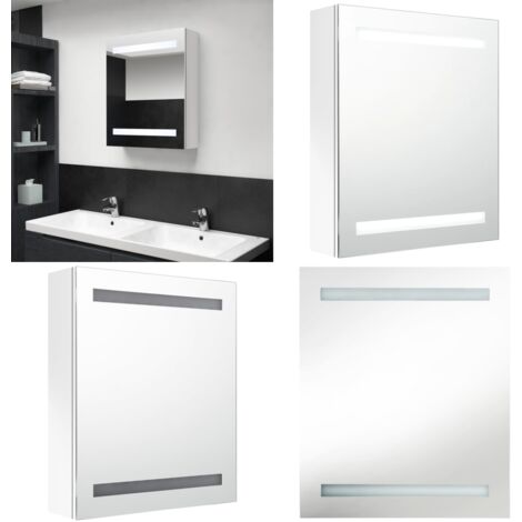 Armadietto Bagno con Specchio e LED Bianco Lucido 50x14x60 cm - Armadietto con specchio - Armadietto con led