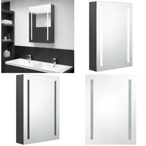Armadietto Bagno con Specchio e LED Grigio 50x13x70 cm - Armadietto con specchio - Armadietto con led