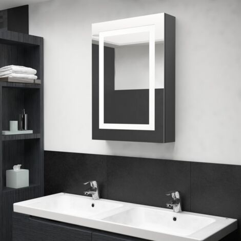 Armadietto Bagno con Specchio e LED Grigio 50x13x70 cm vidaXL