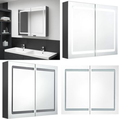 Armadietto Bagno con Specchio e LED Grigio 80x12x68 cm - Armadietto con specchio - Armadietto con led