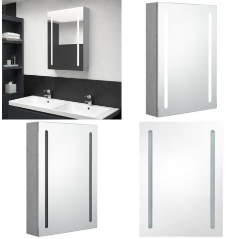 Armadietto Bagno con Specchio e LED Grigio Cemento 50x13x70 cm - Specchio con led - Armadietto con specchio