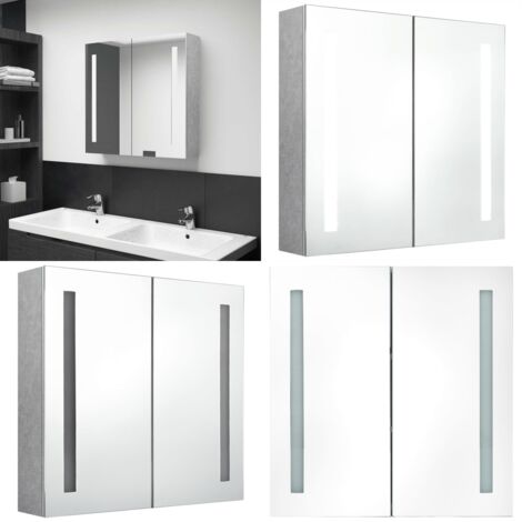 Armadietto Bagno con Specchio e LED Grigio Cemento 62x14x60 cm - Specchio con led - Armadietto con specchio
