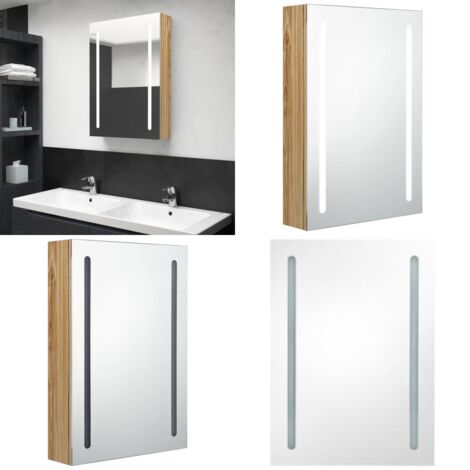 Armadietto Bagno con Specchio e LED Rovere 50x13x70 cm - Specchio con led - Armadietto con specchio