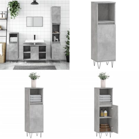 Armadietto Bagno Grigio Cemento 30x30x100 cm Legno Multistrato - Armadio bagno - Armadio da bagno