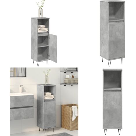 Armadietto Bagno Grigio Cemento 30x30x100 cm Legno Multistrato - Armadio da bagno - Armadio in legno
