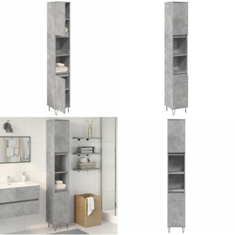 Armadietto Bagno Grigio Cemento 30x30x190 cm Legno Multistrato - Armadio da bagno - Armadietto in legno