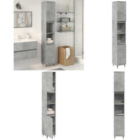 Armadietto Bagno Grigio Cemento 30x30x190 cm Legno Multistrato - Armadio da bagno - Armadio in legno