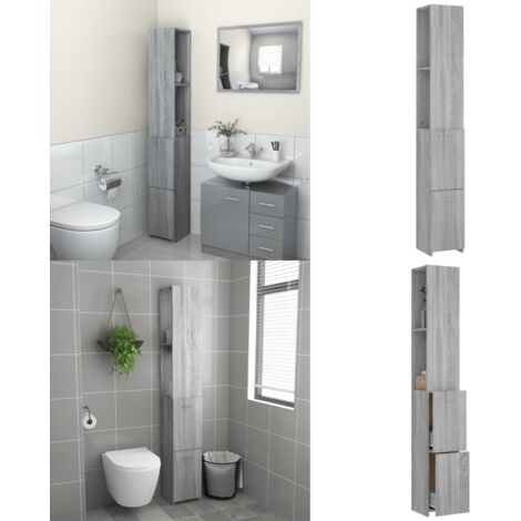 Armadietto Bagno Grigio Sonoma 25x26,5x170 cm Legno Multistrato - Armadio da bagno - Armadietto in legno