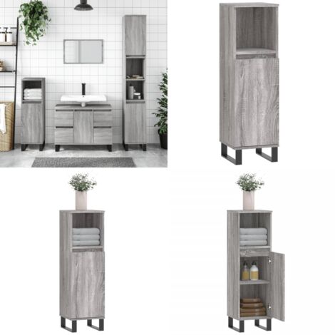 Armadietto Bagno Grigio Sonoma 30x30x100cm in Legno Multistrato - Armadio da bagno - Armadio in legno