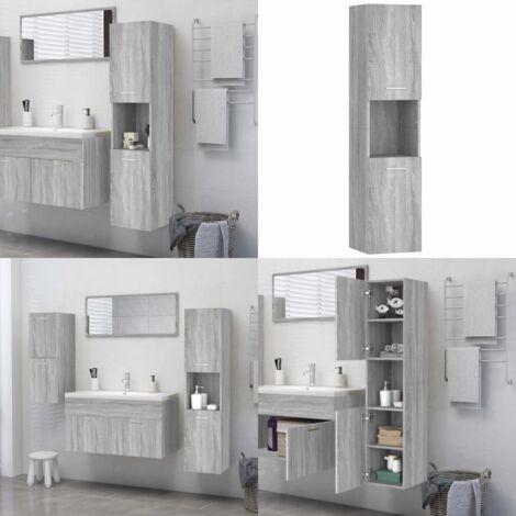 Armadietto Bagno Grigio Sonoma 30x30x130cm in Legno Multistrato - Armadietto in legno - Armadietto da bagno grigio