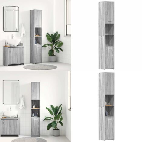 Armadietto Bagno Grigio Sonoma 30x30x183,5 cm Legno tecnico - Armadio da bagno - Armadio in legno tecnico