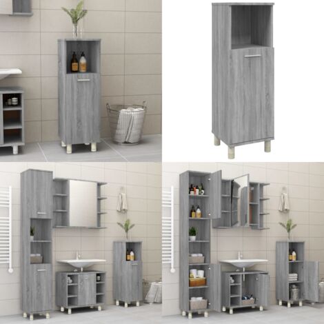 Armadietto Bagno Grigio Sonoma 30x30x95 cm in Legno Multistrato - Armadio da bagno - Armadietto in legno