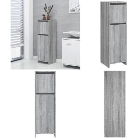 Armadietto Bagno Grigio Sonoma 30x30x95 cm in Legno Multistrato - Armadio da bagno - Armadio in legno