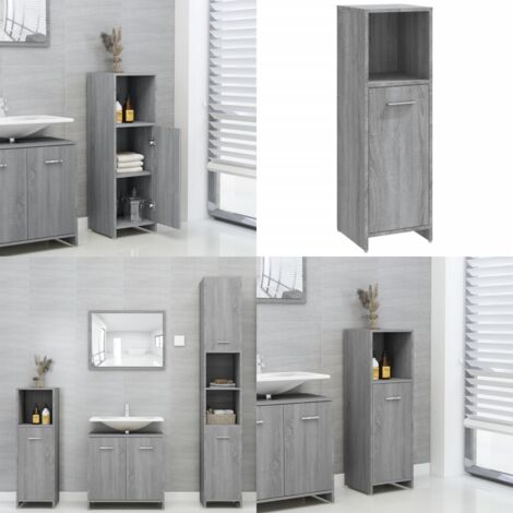 Armadietto Bagno Grigio Sonoma 30x30x95 cm in Legno Multistrato - Armadio da bagno - Armadio in legno