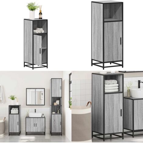 Armadietto Bagno Grigio Sonoma 35x37,5x100 cm Legno Multistrato - Armadio da bagno - Armadio in legno