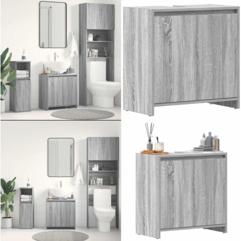 Armadietto Bagno Grigio Sonoma 60x33x61 cm in Legno Multistrato - Armadio da bagno - Armadio in legno