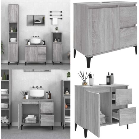 Armadietto Bagno Grigio Sonoma 65x33x60 cm in Legno Multistrato - Armadietto in legno - Armadietto in legno multistrato