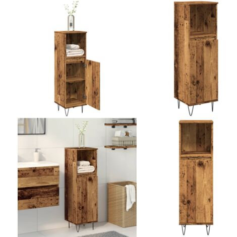 Armadietto Bagno Legno Antico 30x30x100 cm in Legno Multistrato - Armadio da bagno - Armadio in legno