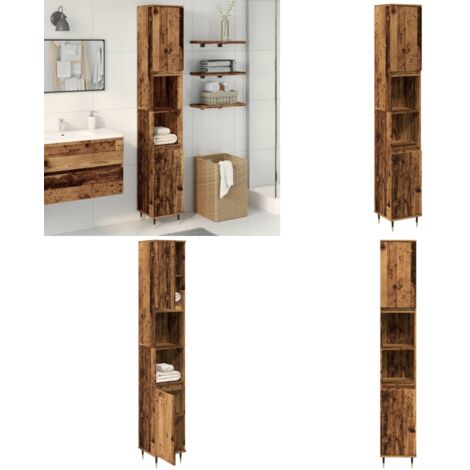 Armadietto Bagno Legno Antico 30x30x190 cm in Legno Multistrato - Armadio bagno - Armadio in legno