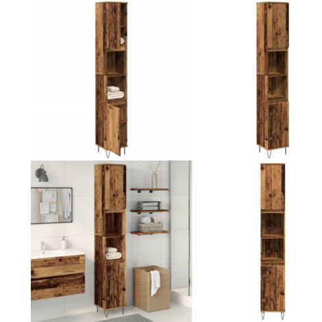 Armadietto Bagno Legno Antico 30x30x190 cm in Legno Multistrato - Armadio da bagno - Armadietto in legno