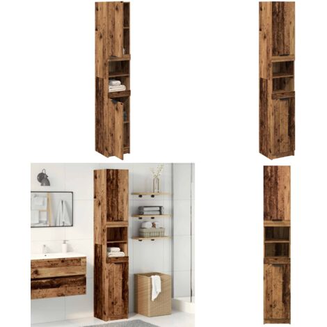 Armadietto Bagno Legno Antico 32x34x188,5 cm Legno Multistrato - Armadio da bagno - Armadio in legno