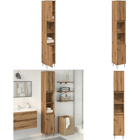 Armadietto Bagno Rovere 30x30x190 cm Legno Multistrato - Armadio da bagno - Armadietto in legno