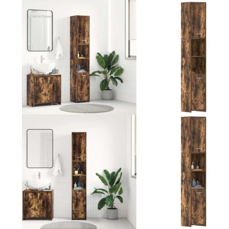 Armadietto Bagno Rovere Fumo 30x30x183,5cm Legno tecnico - Armadio da bagno - Armadio in legno tecnico