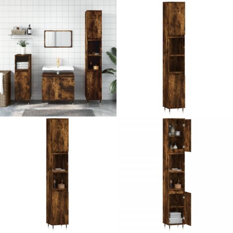 Armadietto Bagno Rovere Fumo 30x30x190 cm in Legno Multistrato - Armadio da bagno - Armadio in legno