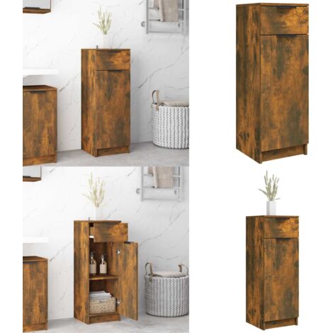 Armadietto Bagno Rovere Fumo 32x34x90 cm in Legno Multistrato - Armadio da bagno - Armadietto in legno