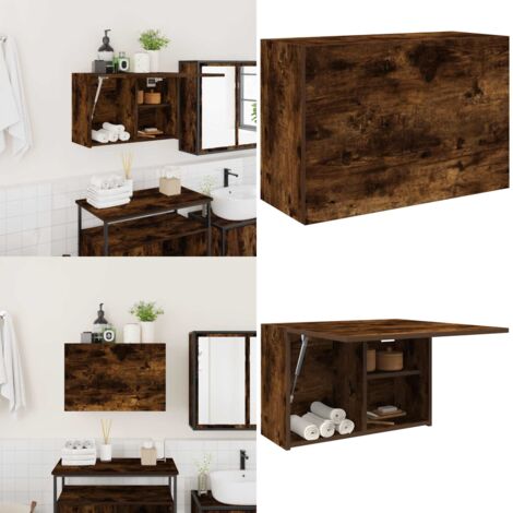 Armadietto Bagno Rovere Fumo 60x25x40 cm in Legno Multistrato - Armadio in legno - Armadio in truciolato