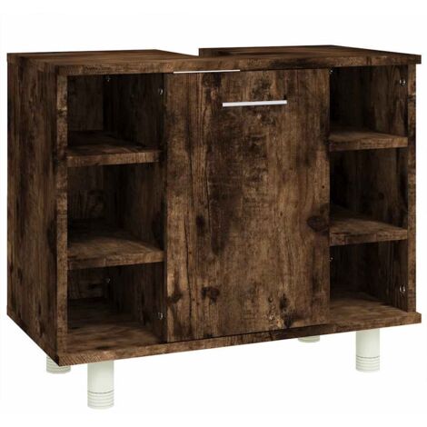 Armadietto Bagno Rovere Fumo 60x32x53,5 cm in Legno Multistrato vidaXL