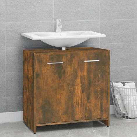 Armadietto Bagno Rovere Fumo 60x33x60 cm in Legno Multistrato vidaXL