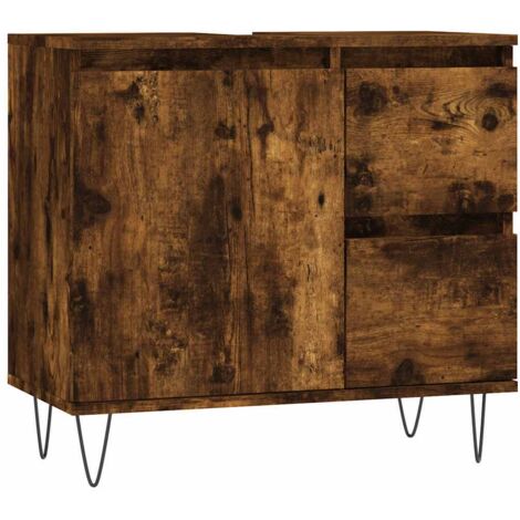 Armadietto Bagno Rovere Fumo 65x33x60 cm in Legno Multistrato vidaXL