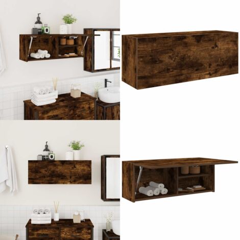 Armadietto Bagno Rovere Fumo 80x25x30 cm in Legno Multistrato - Armadio in legno - Armadio multistrato