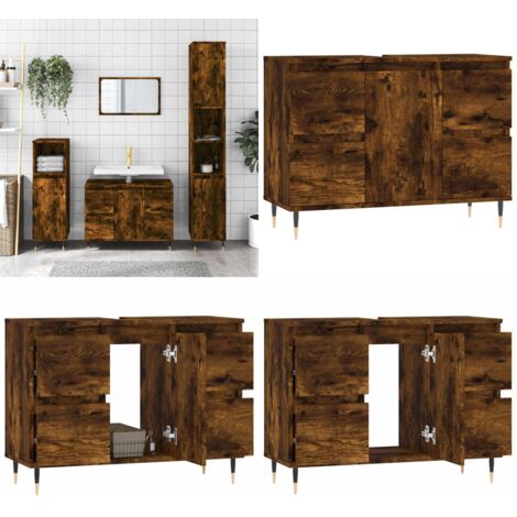 Armadietto Bagno Rovere Fumo 80x33x60 cm in Legno Multistrato - Armadio bagno - Armadio in legno