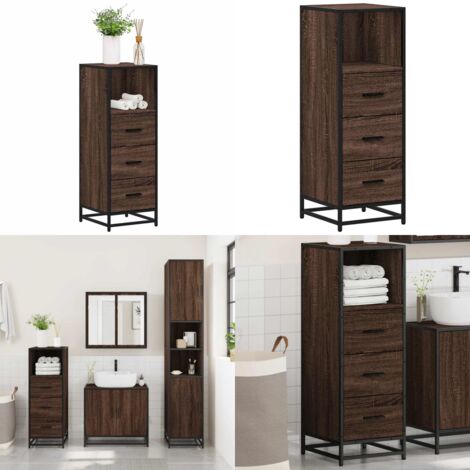 Armadietto Bagno Rovere Marrone 35x37,5x100cm Legno Multistrato - Armadio da bagno - Armadio in legno