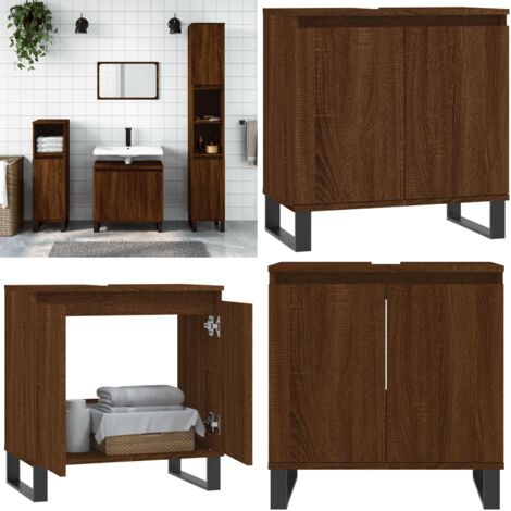 Armadietto Bagno Rovere Marrone 58x33x60cm in Legno Multistrato - Armadio bagno - Armadio in legno
