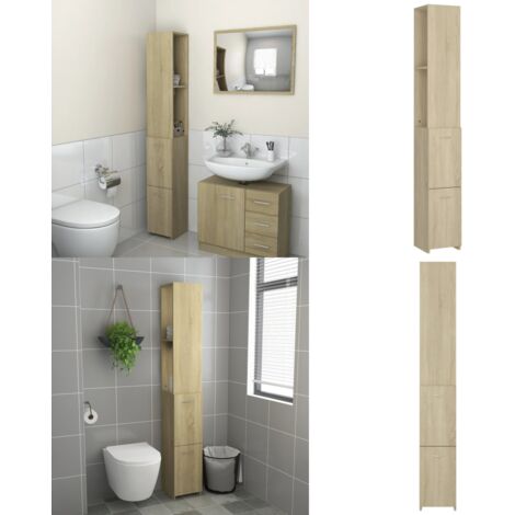Armadietto Bagno Rovere Sonoma 25x26,5x170 cm Legno Multistrato - Armadio da bagno - Armadio in legno