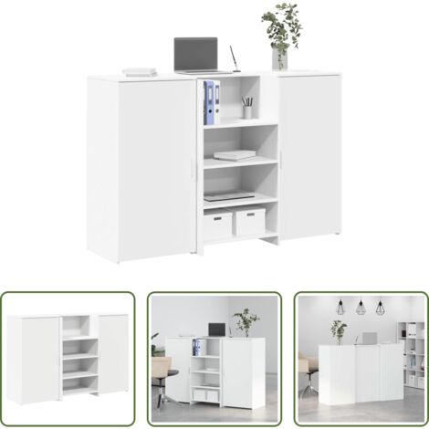 Armadietto -  Banco Reception Bianco 155x50x103,5 cm in Legno Multistrato