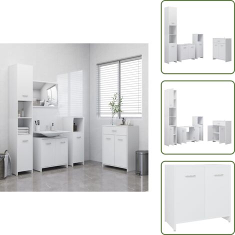 Armadietto basso - vidaXL Set Mobili da Bagno 4 pz Bianco - Mobile alto