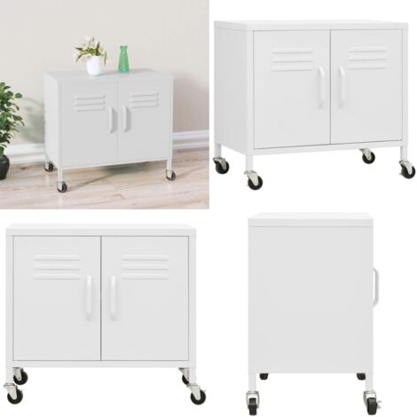 Armadietto Bianco 60x35x56 cm in Acciaio - Armadio bianco - Armadio con ruote