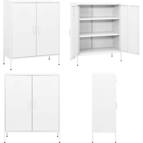 Armadietto Bianco 80x35x101,5 cm in Acciaio - Armadietto laterale - Credenza in acciaio