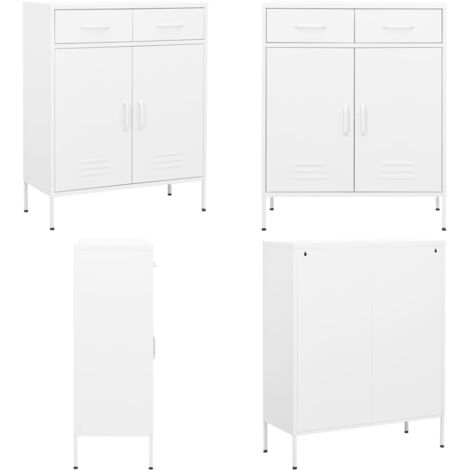 Armadietto Bianco 80x35x101,5 cm in Acciaio - Armadio bianco - Armadio con cassetti