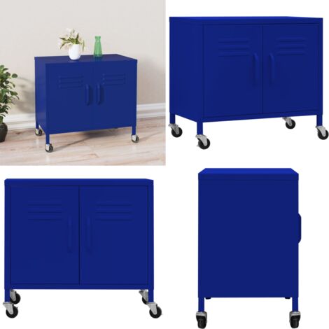 Armadietto Blu Marino 60x35x56 cm in Acciaio - Armadio da casa - Armadio con ruote