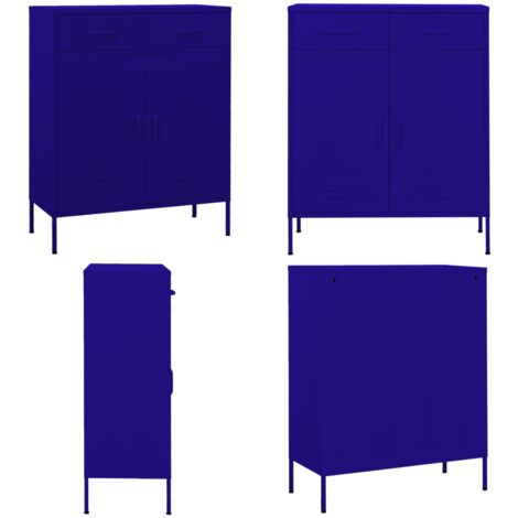Armadietto Blu Marino 80x35x101,5 cm in Acciaio - Armadio blu marino - Armadio con cassetti