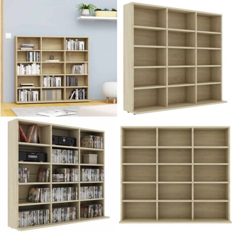 Armadietto CD Rovere Sonoma 100x23x89,5 cm in Legno Multistrato - Armadio in legno - Armadio con 15 scomparti